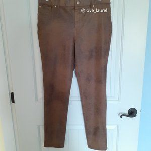 NWT Chico's Knit Faux Suede Worn Luggage Brown Size 1.5/Size M/Size 10